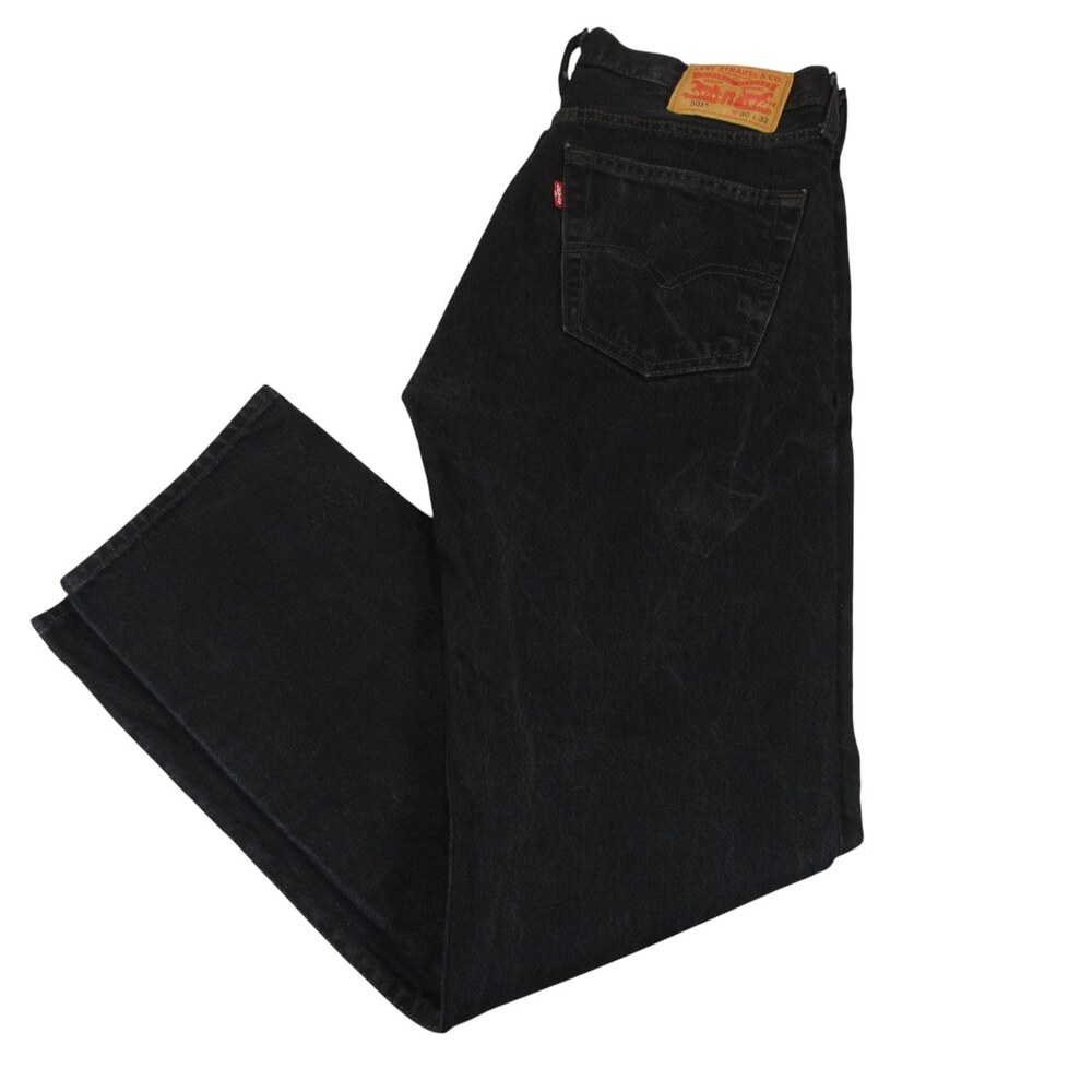 Levis Mens Jeans 501 30 x 32 Original‎ Straight Fit Button Fly Black 100% Cotton